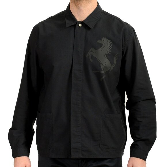 Scuderia Ferrari Men's Black Organic Cotton Long Sleeve Shirt US L IT 52